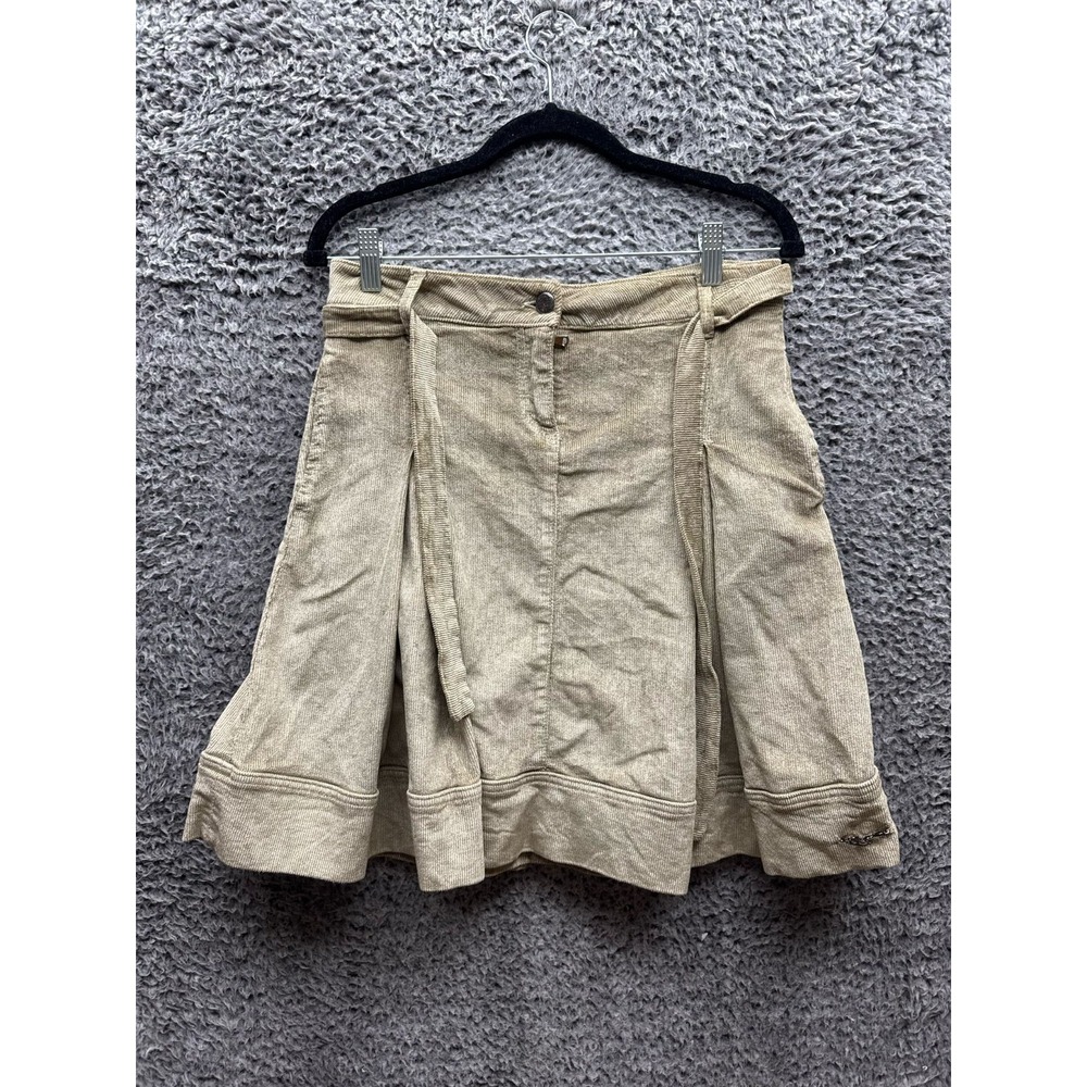 Pinko High Waist Pleated A-line Mini‎ Skirt Beige Womens Size XL